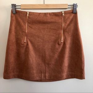 SHEIN Brown Suede Mini Skirt